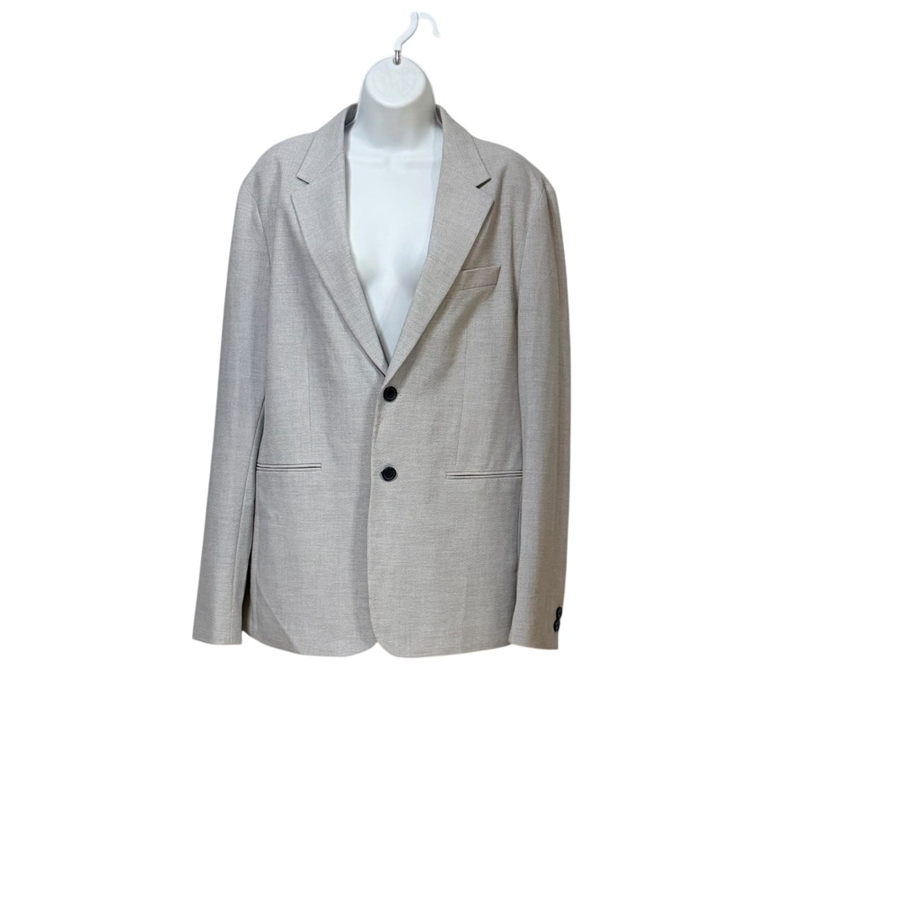 Zara Relaxed Fit Blazer Mens Large Light Gray Two Button Textured Sport Coat